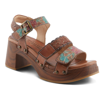 RETROPEL Vintage-inspired open-toe sandal BROWN Multi Sandal by L`ARTISTE