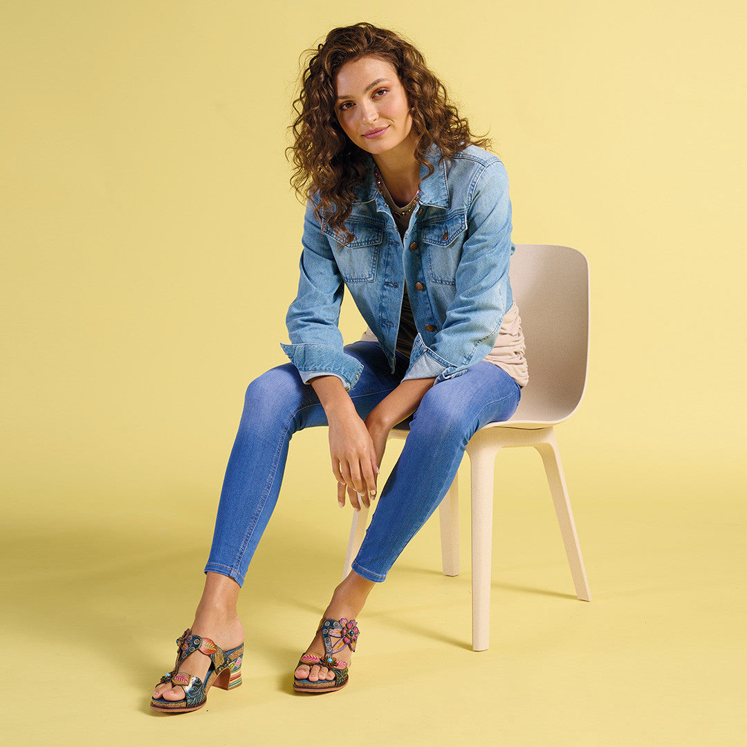 ROSSIE Rainbow Heel Slip on Sandal by L'Artiste from Spring Step Shoes