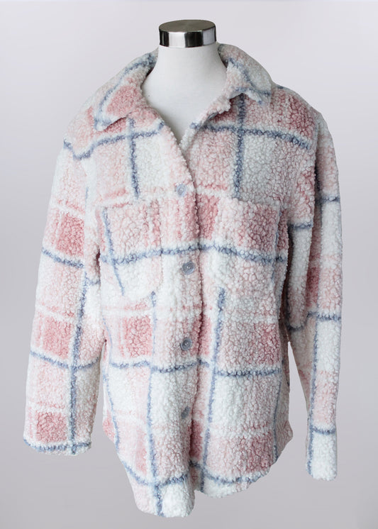 Pink Plaid Shacket Jacket by KerenHart