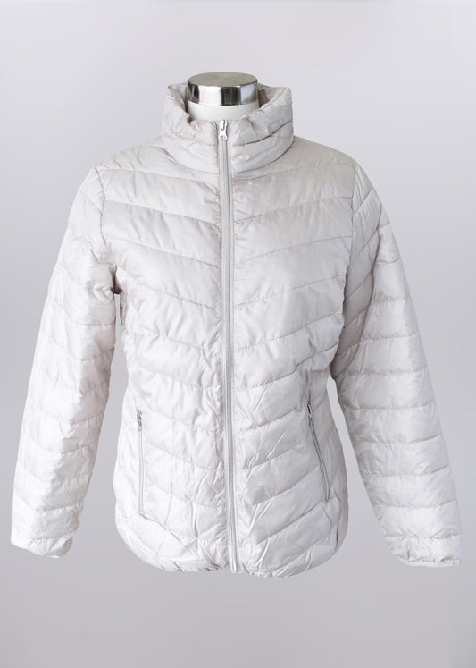 Sand Quilted Zip up Coat with pockets by KerenHart