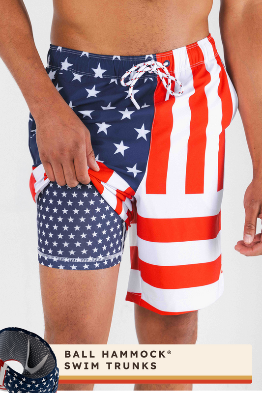 The Reagans | American Flag Patch Ball Hammock® Pouch 8" Swim Trunks