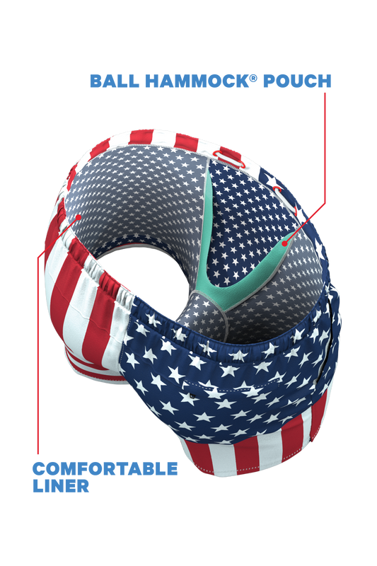 The Reagans | American Flag Patch Ball Hammock® Pouch 8" Swim Trunks