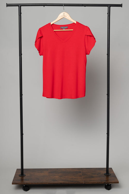 Red Tulip Sleeve Juliana Crepe Top by Hanna + Gracie