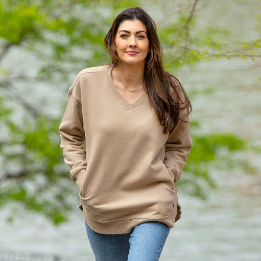 East Hall Melange V-Neck Pocketed Poncho Fleece by Royce Brand