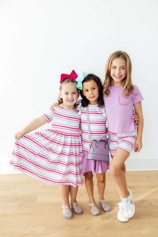 Pastel Stripes S/S Pocket Twirl Dress