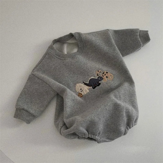 Dinosaur Embroidery Sweater Bodysuit