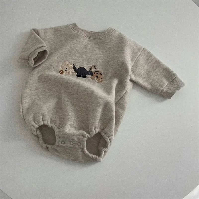 Dinosaur Embroidery Sweater Bodysuit