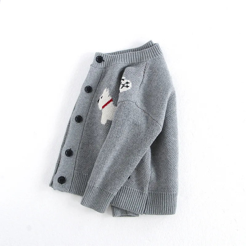 Jacquard Dog Cardigan Knitted Sweater