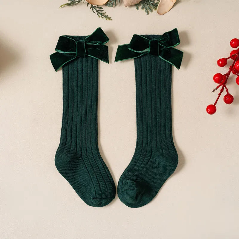 Christmas Velvet Bow Socks