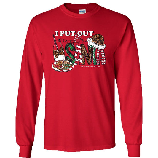 I Put Out For Santa - Red - Southern Couture Long Sleeve Tee