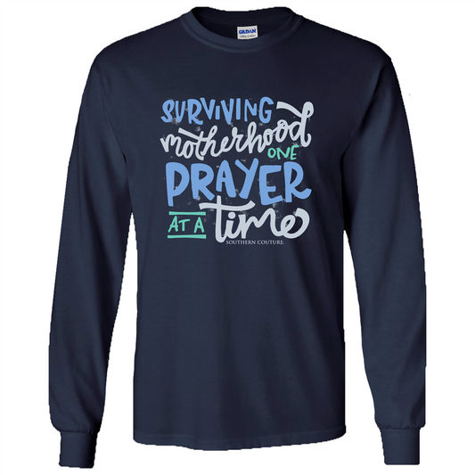 Surviving Motherhood - Navy - Southern Couture Long Sleeve Tee