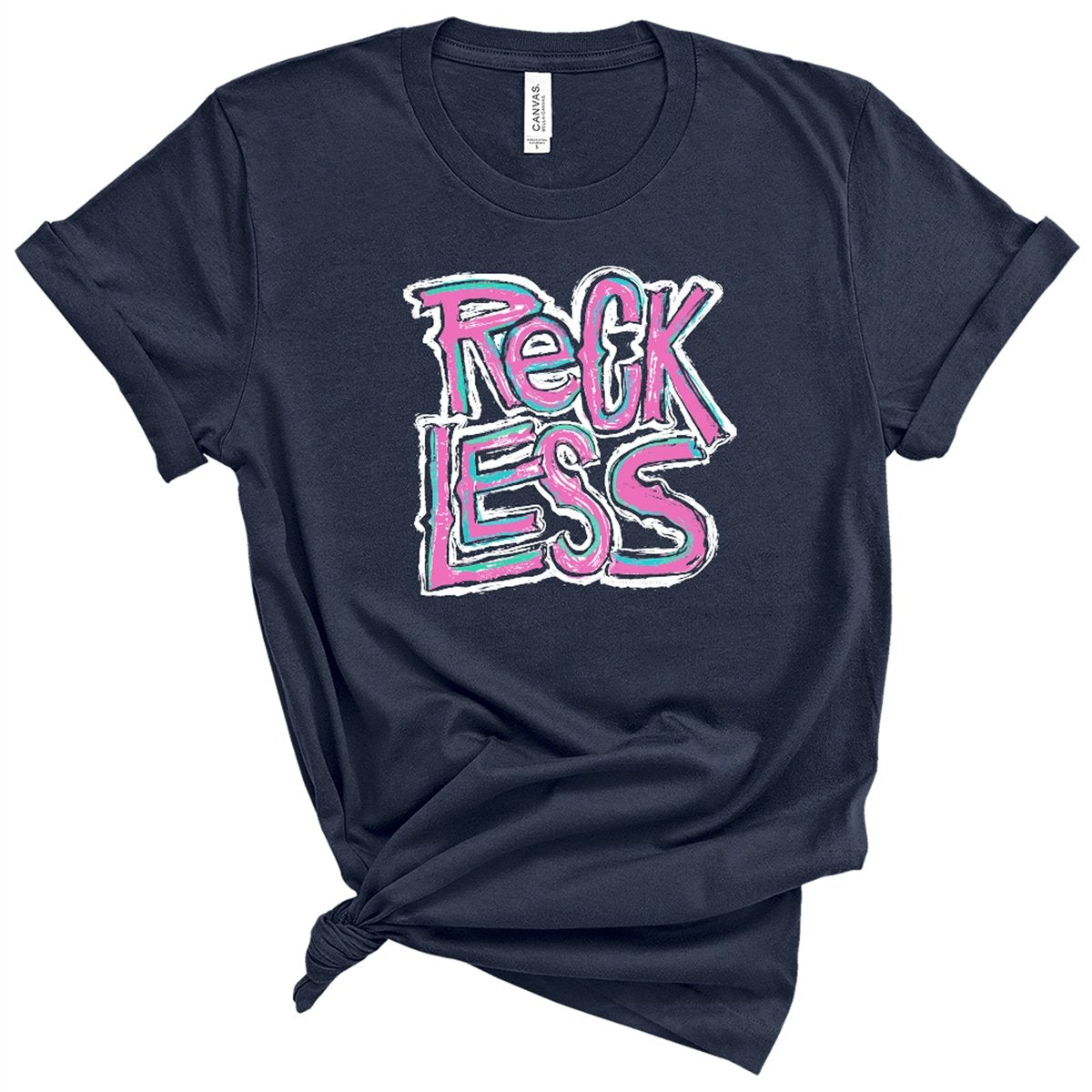 Reckless front print-Navy- Southern Couture Premium Short Sleeve Tee