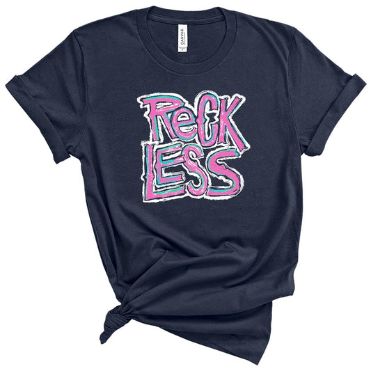 Reckless front print-Navy- Southern Couture Premium Short Sleeve Tee