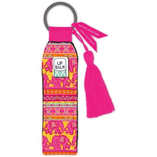 Southern Couture Key Chain with Lip Balm Holder & Tassle Assorted Designs
