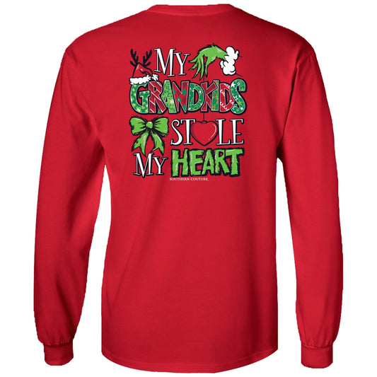 My Grandkids Stole My Heart on Red Southern Couture Classic Long Sleeve Tee