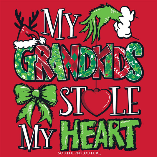 My Grandkids Stole My Heart on Red Southern Couture Classic Long Sleeve Tee