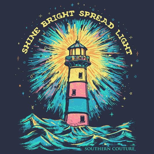 Shine Bright Lighthouse on Navy Southern Couture Classic Long Sleeve Tee
