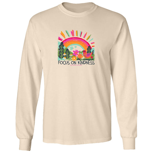 Focus On Kindness on Ivory Southern Couture Comfort Color Long Sleeve Tee
