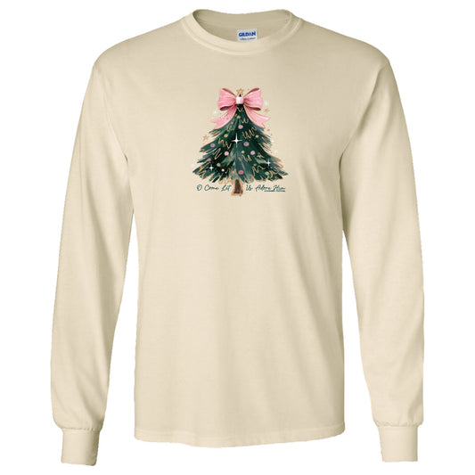 Oh Come Let Us Adore Him Front Print on Natural Southern Couture Soft Long Sleeve Tee