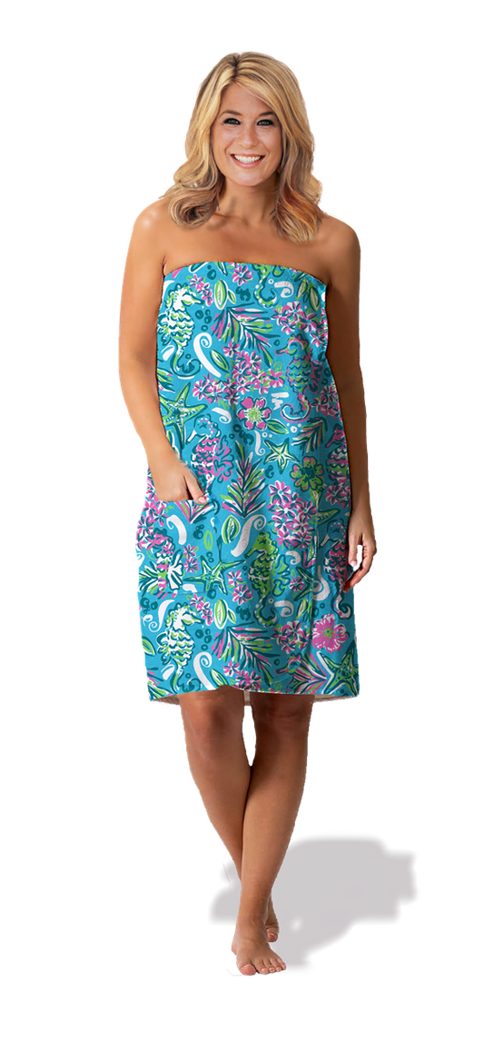 Towel Wrap - Pattern Sea Horses by Southern Couture