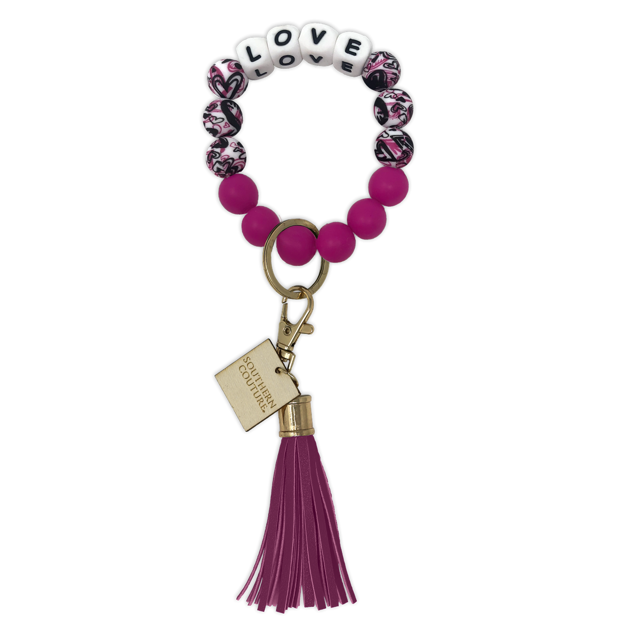 Silicone Beaded Bracelet Key Chain Southern Couture - Multiple Designs