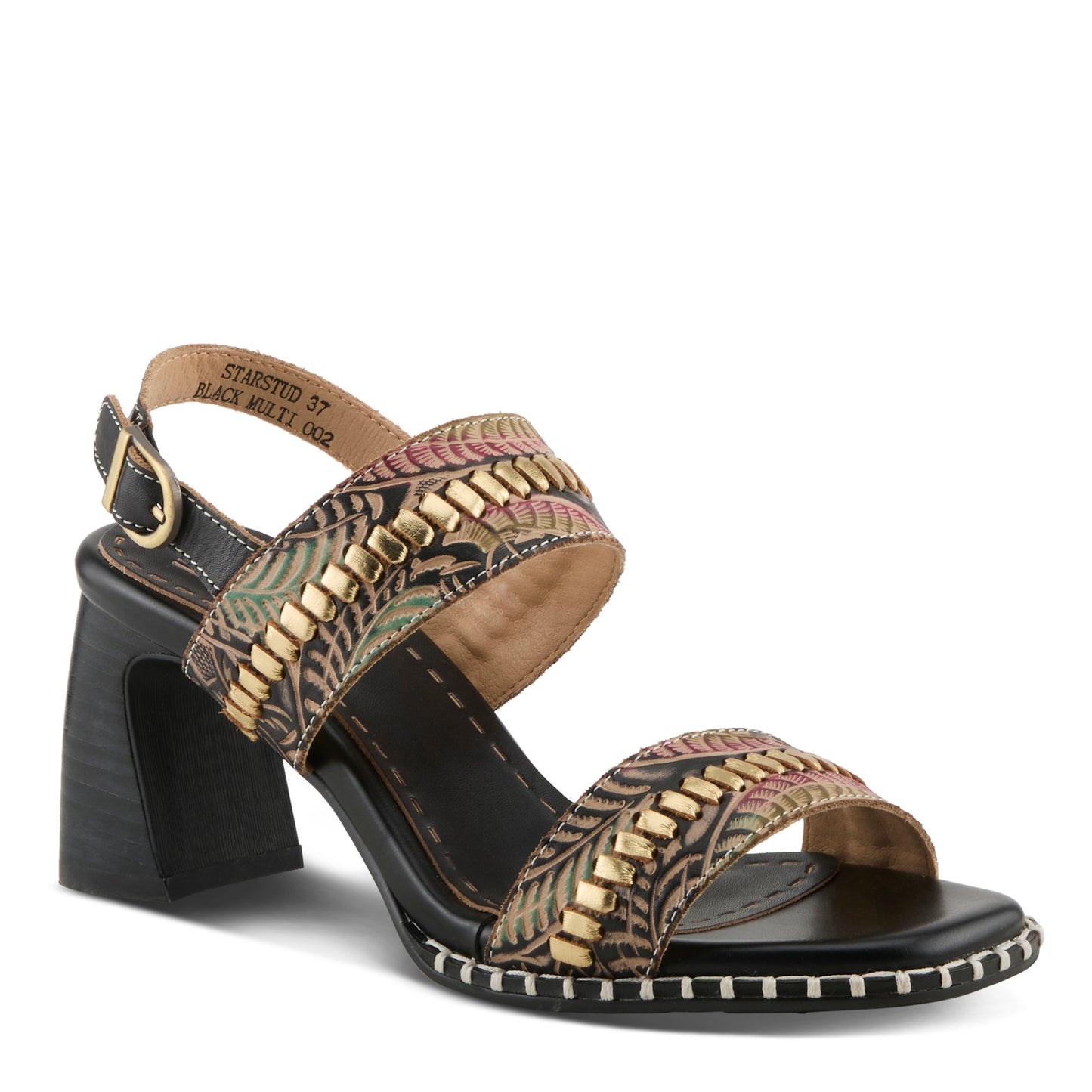 STARSTUD Black Multi Heel Sandal by L'Artiste from Spring Step Shoes