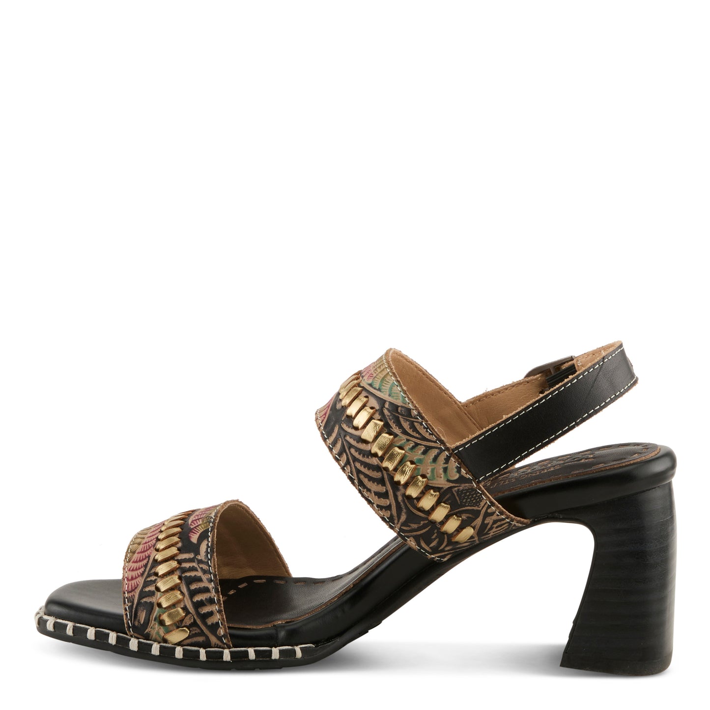 STARSTUD Black Multi Heel Sandal by L'Artiste from Spring Step Shoes