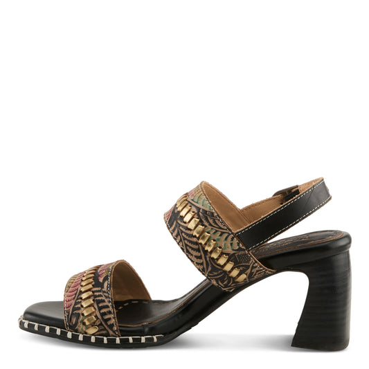 STARSTUD Black Multi Heel Sandal by L'Artiste from Spring Step Shoes