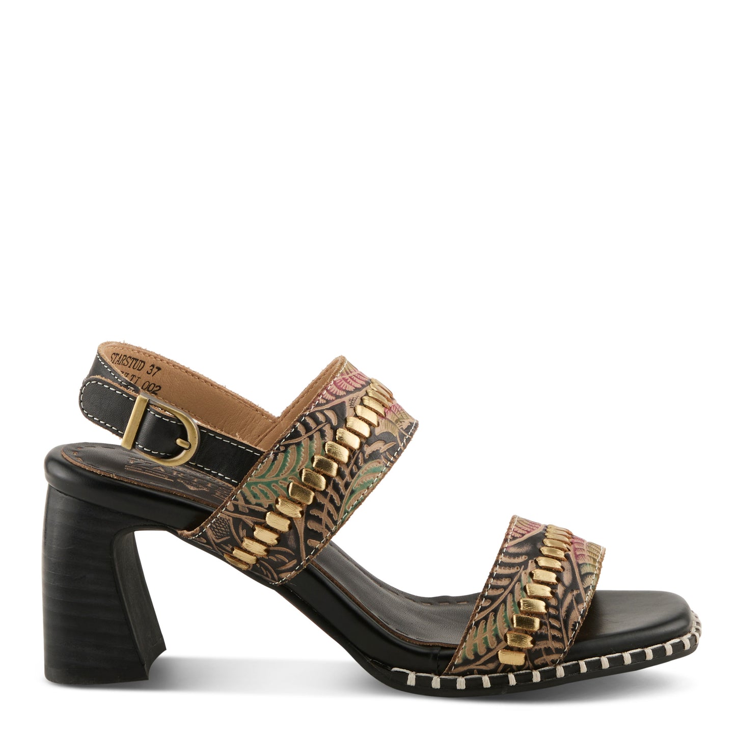 STARSTUD Black Multi Heel Sandal by L'Artiste from Spring Step Shoes