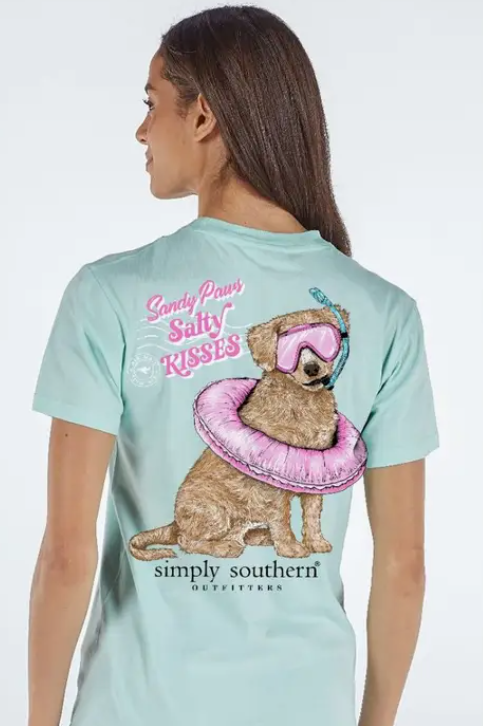 Sandy Paws Salty Kisses - Mint - Short Sleeve Tee - #SIMPLYSOUTHERN