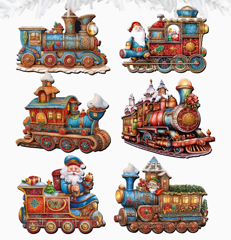 Santa Christmas Train Wood Clip-On Orn G. Debrekht Assorted Each Sold Separate