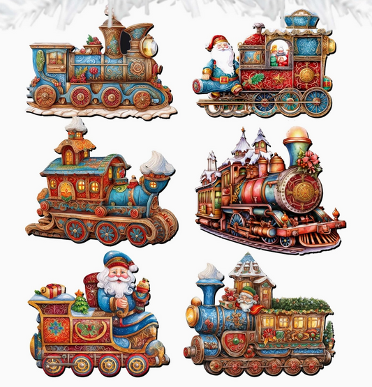 Santa Christmas Train Wood Clip-On Orn G. Debrekht Assorted Each Sold Separate