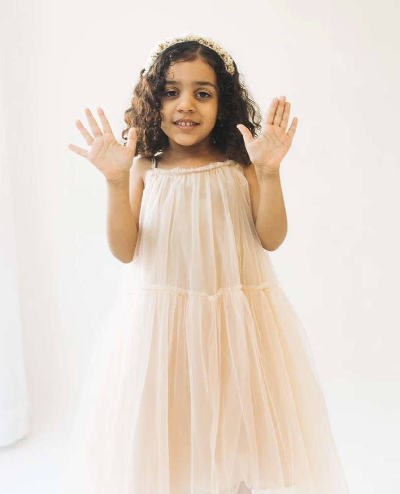 Layered Champagne Tulle Dress