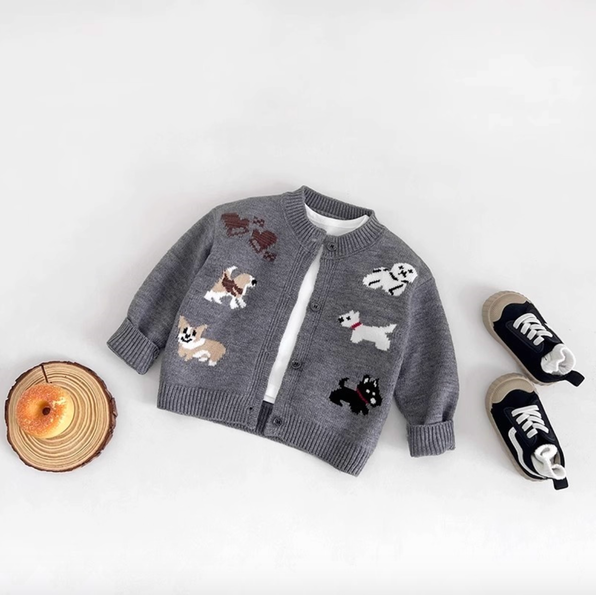 Jacquard Dog Cardigan Knitted Sweater
