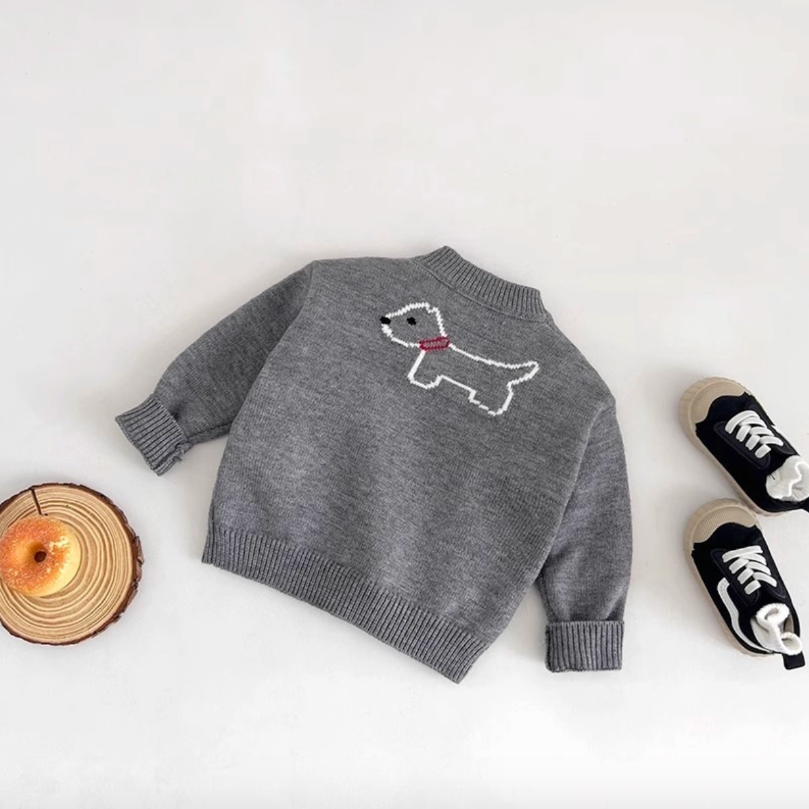 Jacquard Dog Cardigan Knitted Sweater