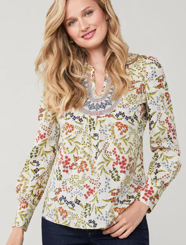 Sahira Blouse Marsh Boardwalk Floral Sprigs by Spartina 449