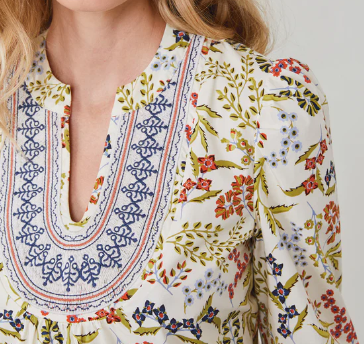 Sahira Blouse Marsh Boardwalk Floral Sprigs by Spartina 449