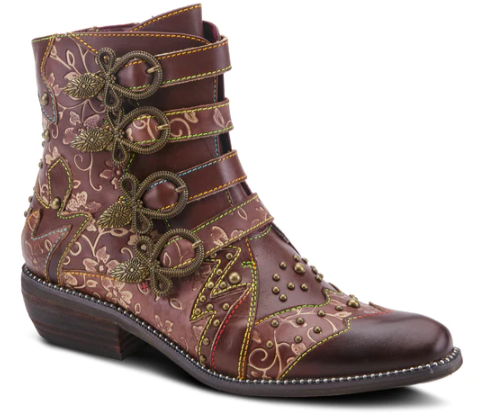 RODEHA BOOTS - Brown Victorian-inspired booties by L`ARTISTE