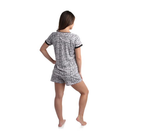 Grey with Hearts Pajama Short Set by Pillow Talk