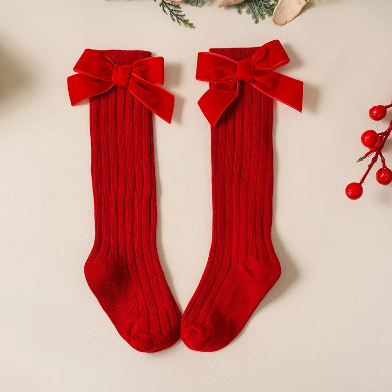 Christmas Velvet Bow Socks