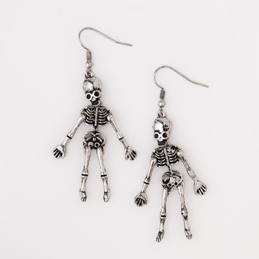 Skeleton Earrings Silver by Howards Nickel Free Hypoallergenic