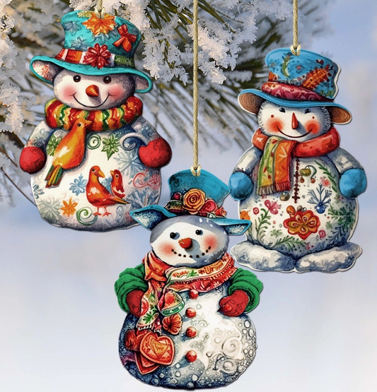 Snowman Decorative Wooden Ornaments Assorted Each Sold Separate
