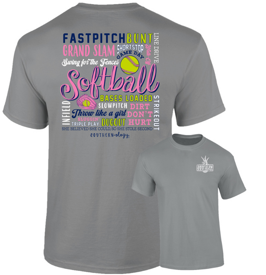 Softball Sayings - Grey - Southernology Short Sleeve Comfort Color Tee
