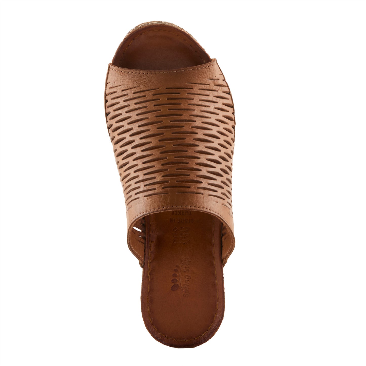 CUNACENA Brown Leather Mediterranean influenced Slide Sandal by SPRING STEP