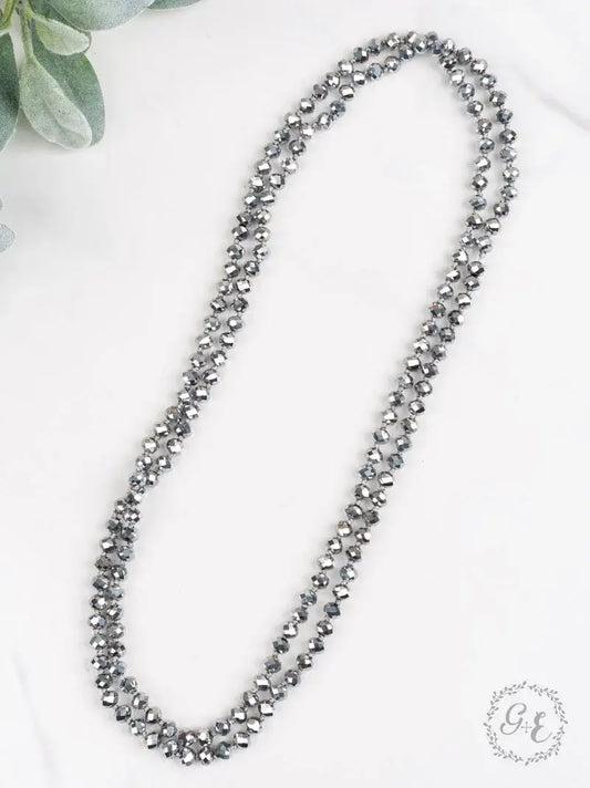 The Essential 60 Double Wrap Beaded Necklace Graphite 8mm Grace and Emma