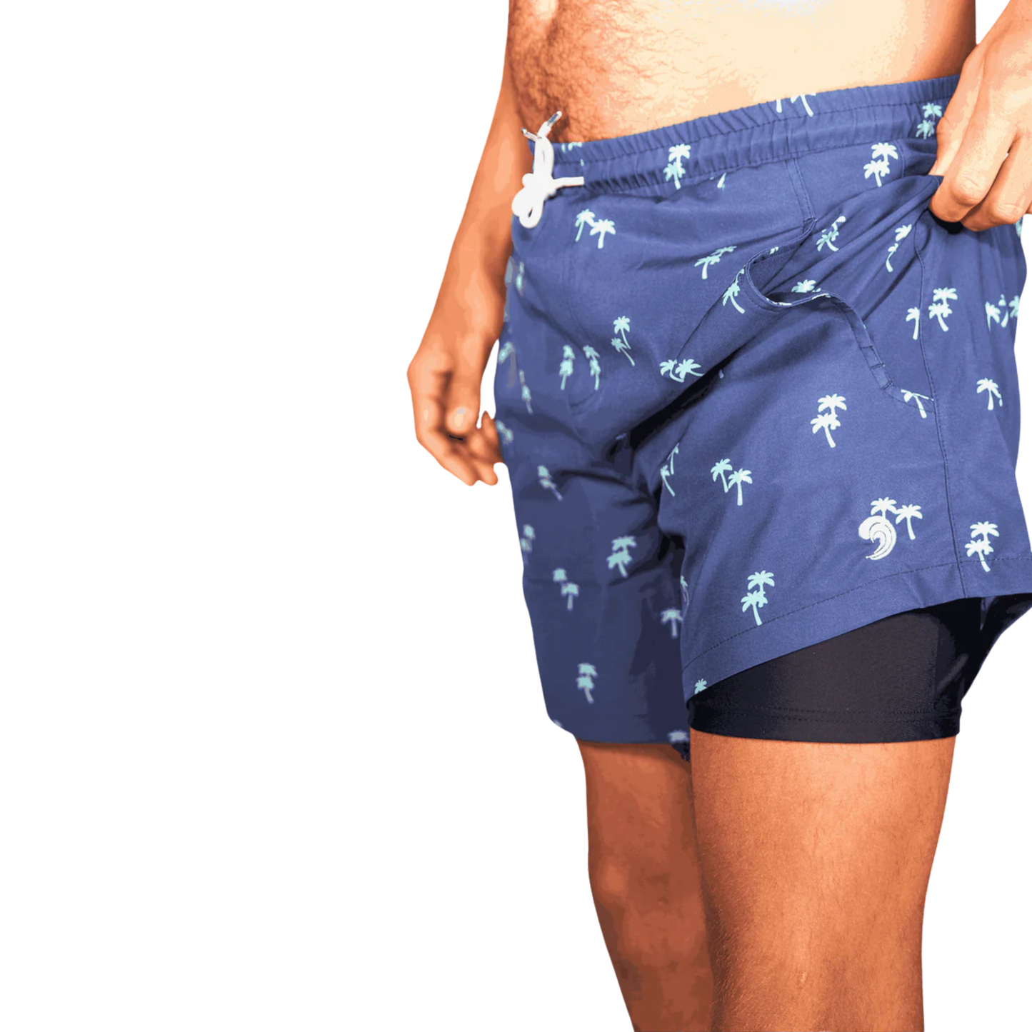 Tropical Trees - Waterproof Pocket Swim Shorts - Athletic Liner by Dry Pocket Apparel