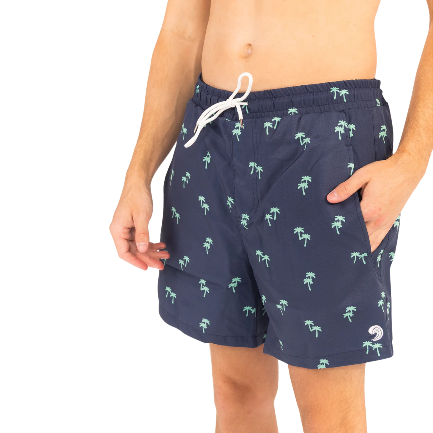 Tropical Trees - Waterproof Pocket Swim Shorts - Athletic Liner by Dry Pocket Apparel