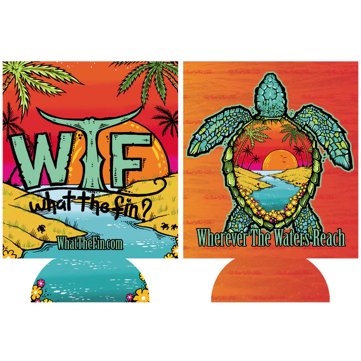 Wherever The Waters Reach Turtle OI Orange Koozie WTF - What The Fin