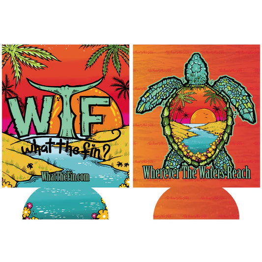 Wherever The Waters Reach Turtle OI Orange Koozie WTF - What The Fin
