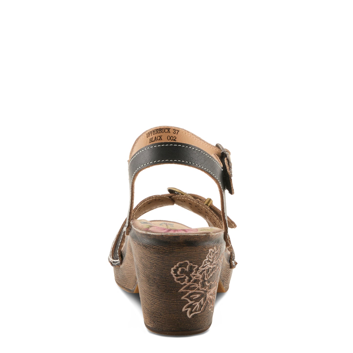 UPPERBUCK Vintage Inspired Black Multi Block Heel Sandal by L'Artiste from Spring Step Shoes